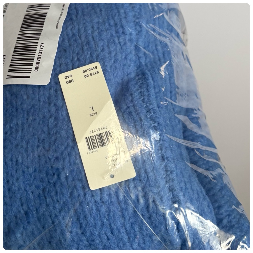 NWT Anthropologie Maeve Bunny Slope Cardigan front buttons Sweater in Blue, L - Picture 12 of 13